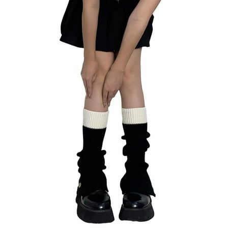 

wybzd Women Girls Japanese Style Leg Warmer Kawaii Knit Boot Socks 90s Solid Striped Gothic Crochet Leg Warmers