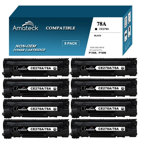 Amateck Compatible Toner Cartridge Replacement for HP CE278A (78A) 8 Pack for ImageClass P1566, M1536dnf, P1606dn, M1537dnf, M1538dnf, M1539dnf