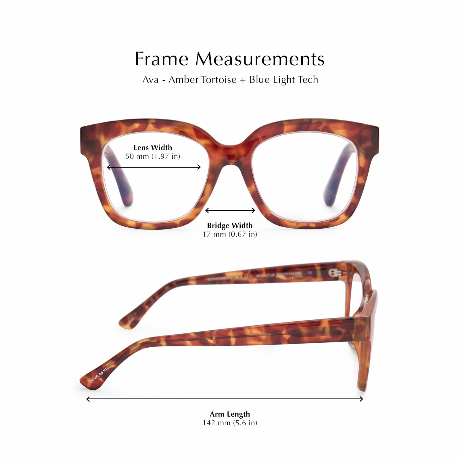 Compliments by DIFF Eyewear Ava Blue Light Reading Glasses Amber Tortoise +1.5