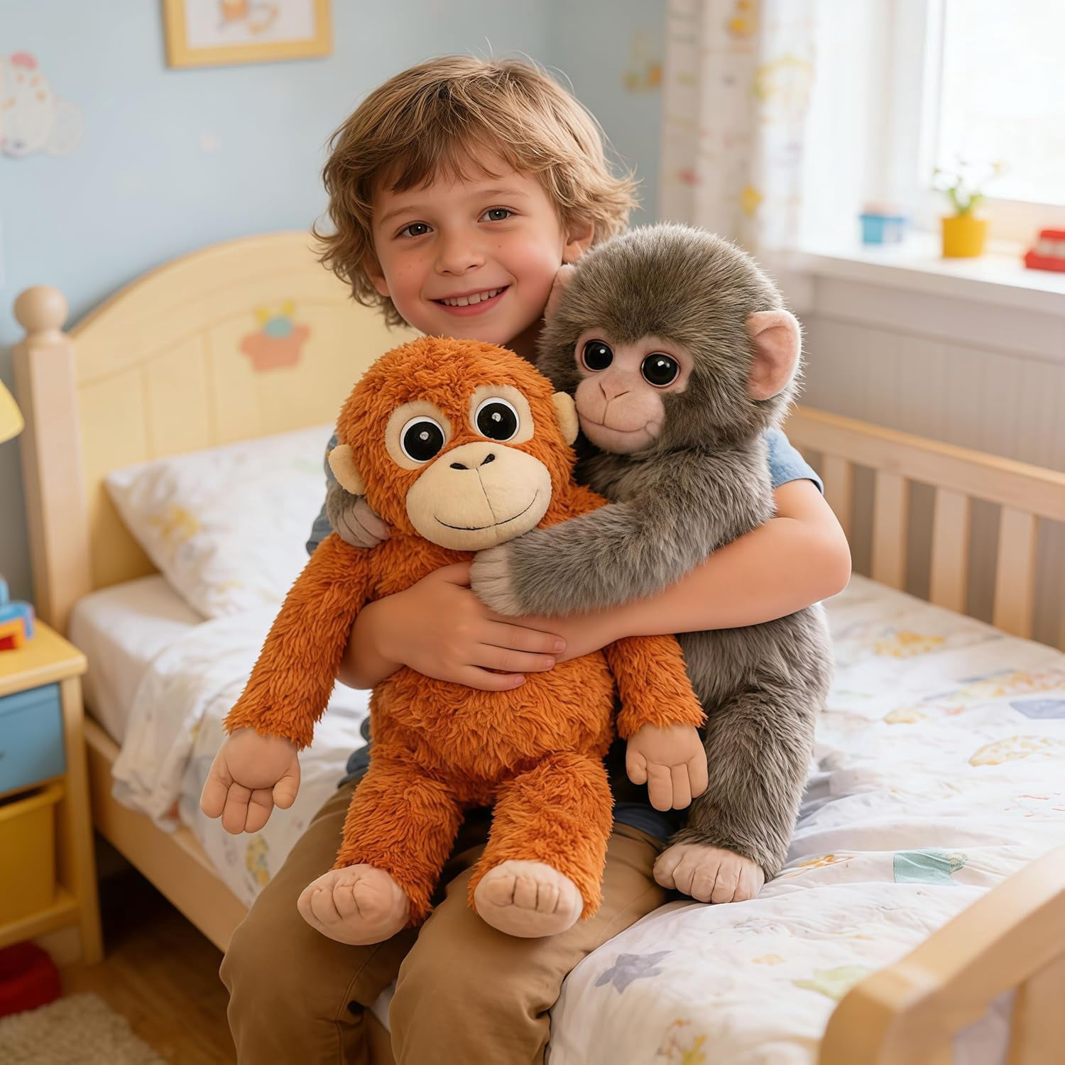 Punch Monkey Plush, Orangutan Plush with Baby Monkey Soft Toy, Washable & Safe for Fans, Realistic Soft Cuddly Monkey Toy