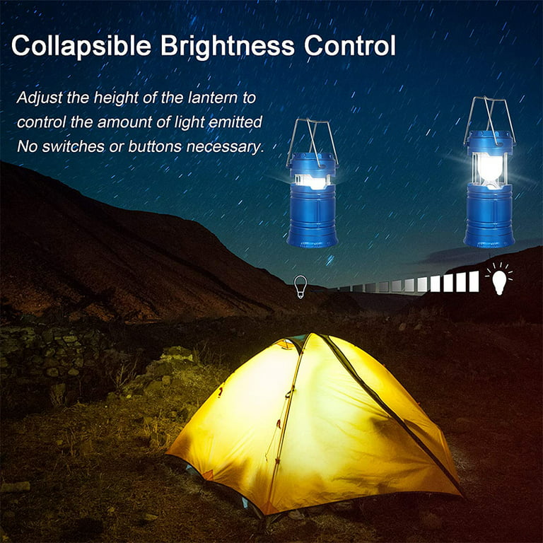 Lanterns, Camping Lantern, Solar Lantern Flashlights Charging for Phone,  Rechargeable Led Camping Lantern, Collapsible & Portable for Emergency,  Hurricanes, Power Outage, Storm (Blue , 2 Pack) 