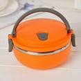 thumbnail image 2 of LITTLE HOME Thermal Lunch Box, Stackable Hot Food Insulated Box, Thermos For Hot Food, 304 Stainless Steel Round Lunchbox, Sealed Food Containers for Insulated Bento Picnics(Single Layer orange), 2 of 4