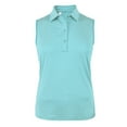 thumbnail image 1 of Monterey Club Women's Ultimate 2.0 Pinstripe Jersey Polo Sleeveless #2483, 1 of 2