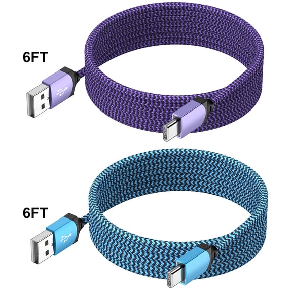 Usb C Cable,HopePow 2pcs 6ft Usb A to Usb C Cable Cord 3A Super Fast Charger Long Type C Charger Nylon Braided Type C USb Charging Cable Usb C for Samsung High Speed Android Phone Charger Type C