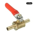 thumbnail image 3 of Uxcell 1/4" Brass Mini Ball Valve Shut-off Switch Valve Hose Barb Pipe Tube Fittings Red Handle, Brass Tone 3 Pcs, 3 of 5