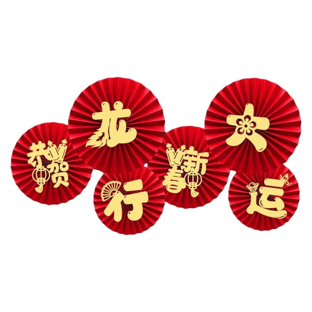6x Abanicos de papel para Año Nuevo Chino Decoración del hogar Festivales de primavera Accesorios fotográficos Feliz Año Nuevo Estilo G