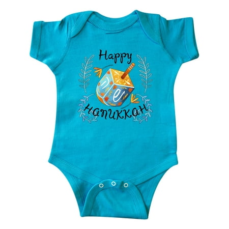 

Inktastic Happy Hanukkah Dreidel and Laurels Gift Baby Boy or Baby Girl Bodysuit