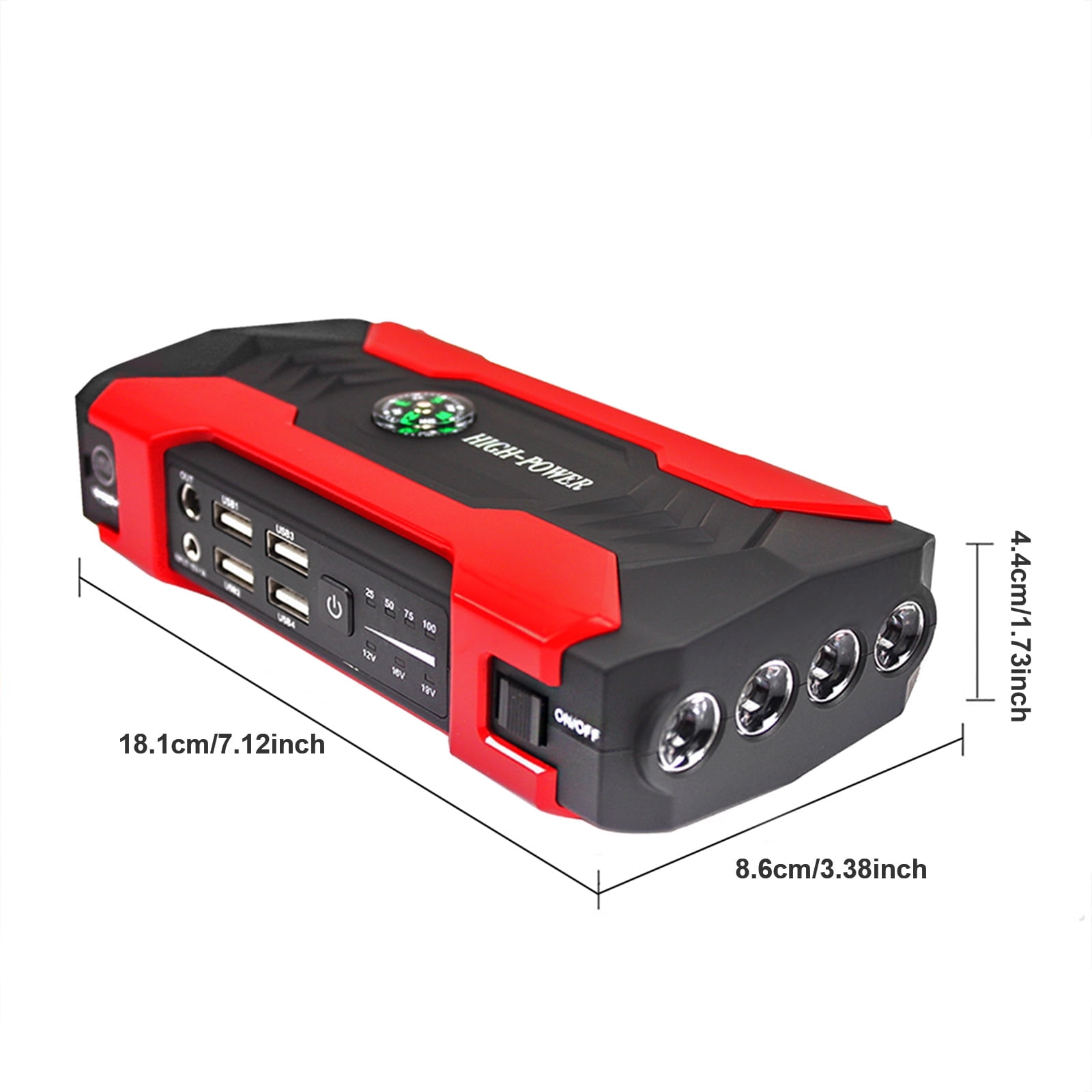 Airkoul 99800mAh Portable 800A Peak Current, Car Jump Starter, Black and Red