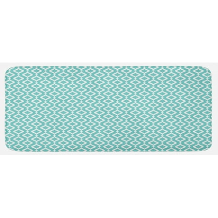 

Modern Kitchen Mat Vertical Oval Shapes Pattern with Dots Waves Curves Abstract Design Plush Decorative Kitchen Mat with Non Slip Backing 47 X 19 Pale Blue White by Ambesonne
