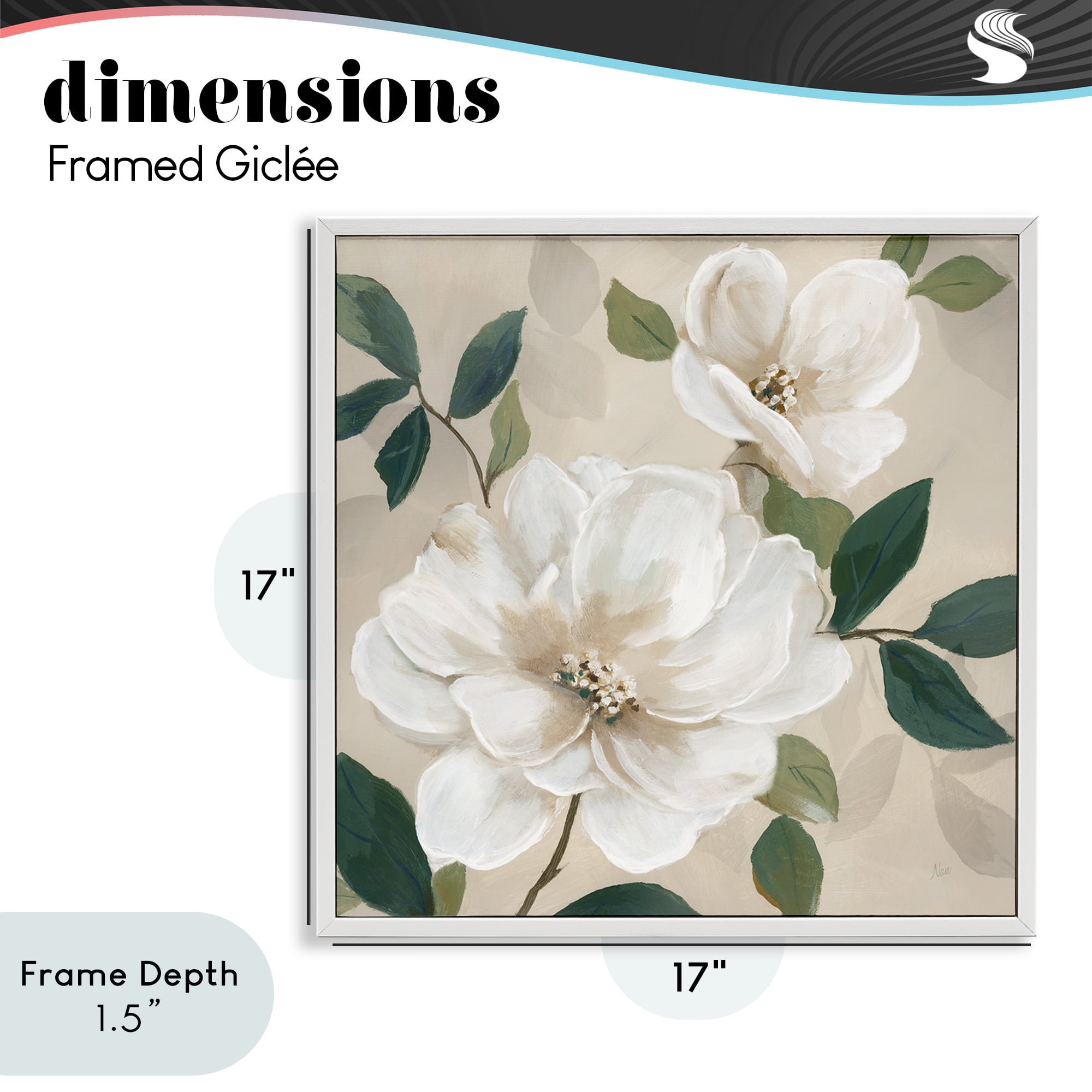 Stupell Industries Serene White Magnolia Study White Framed Giclee Art, design by Nan