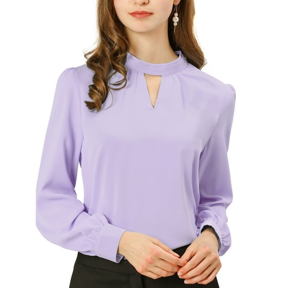 INSPIRE CHIC Blouse à Boutons pour Femmes à Col Montant avec Goutte d'Eau, Dos Plissé