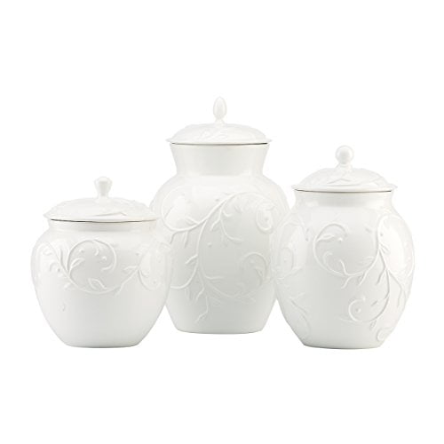 Lenox Opal Innocence Carved 3 Piece Canister Set 6 00 Lb White Walmart Com Walmart Com