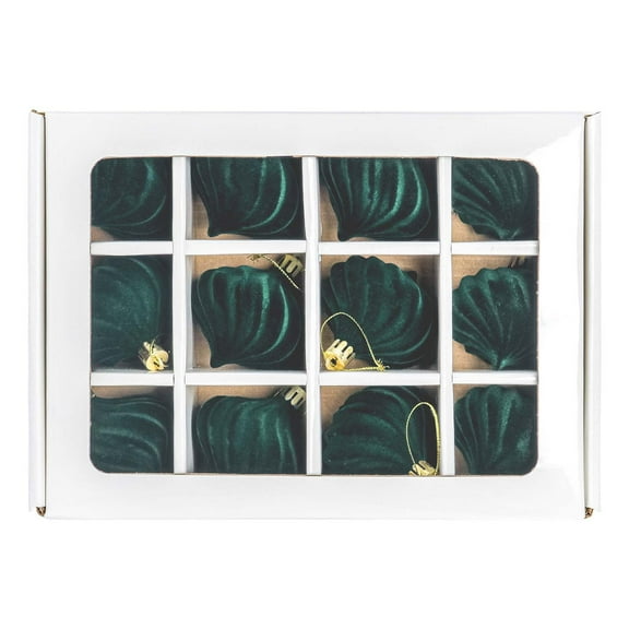 Zhourta 12Pcs Flocked Christmas Balls 2.36Inch Onion Christmas Ornaments Hanging Decorations for Tree and Festive Home Decor