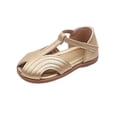 thumbnail image 2 of XIMIN Toddler Girls Closed-Toe Sandals with Adjustable T-Strap Breathable Cutout Design Non-Slip Sole Summer Shoes for Kids Casual Wear (Gold, 2.5-3 Year), 2 of 7
