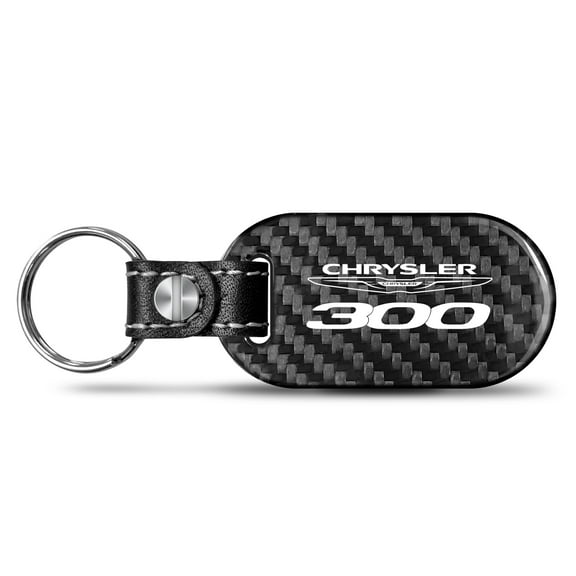 Chrysler 300 Black 100% Real Carbon Fiber Dog-Tag Style Key Chain