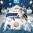 thumbnail image 2 of meiyoeat Coastal Shark Twin Comforter Sets for Kids Boys Girls, Watercolor Beach Animal Bedding Set, White Blue, Blue Reversible, 2 Pieces, 1 Comforter and 1 Pillowcase, 2 of 5