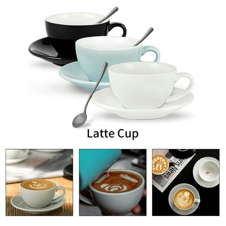 

Elegant Espresso Mugs Set with Timeless Latte Art Cups Saucer and Coffee Spoons - 280ml Tea Barista Tool Accessories for Home or Office Use