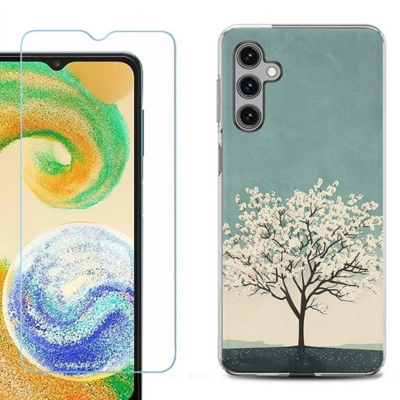 OneToughShield ® Shockproof Phone Case Compatible with Samsung Galaxy S24 / S24 Plus 5G, with Tempered Glass Screen Protector - Almond Tree Breeze