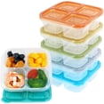 thumbnail image 1 of czcpp-4-Compartment Food Containers, Reusable Snack Container for Kids School, Office, Picnic, Portable Snack Lunch Box Meal Prep Containers, Set of 6 (Dark Color Set), 1 of 4