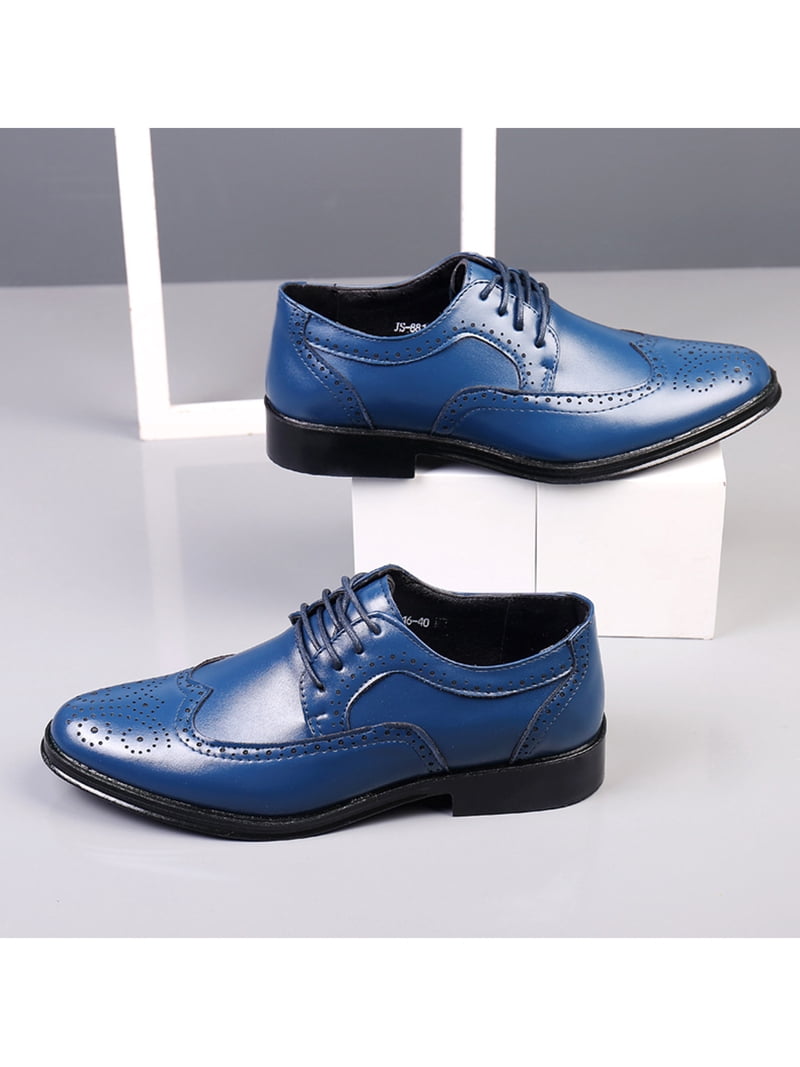 blue dress shoes for wedding VANGELO Men Dress Shoe KING-4 Oxford Formal Tuxedo for Prom and Wedding  Royal Blue - Wide Width Available main image 0