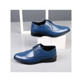 thumbnail image 5 of GENILU Mens Lightweight Glossy Oxfords Classic Dress Shoes Party Round Toe Oxford Shoe Blue 43, 5 of 7