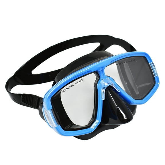 Palantic Diving & Snorkeling 2 Window Black Dive Mask, Blue Frame