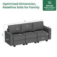 thumbnail image 2 of Gray Linen Modular Sectional Sofa with Storage Seats: Convertible Couch for Living Room, Wide 27'' Seats, Memory Foam Cushions, Flexible U/L Shape, 2 of 7