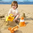 thumbnail image 4 of Hape: Sand Construction Playset - 4pc Beach Toy Set, Digger Bucket, Bulldozer Shovel, Safety Cone, Indicator, Scoop & Dig, Water Play, Kids Ages 3+, 4 of 7