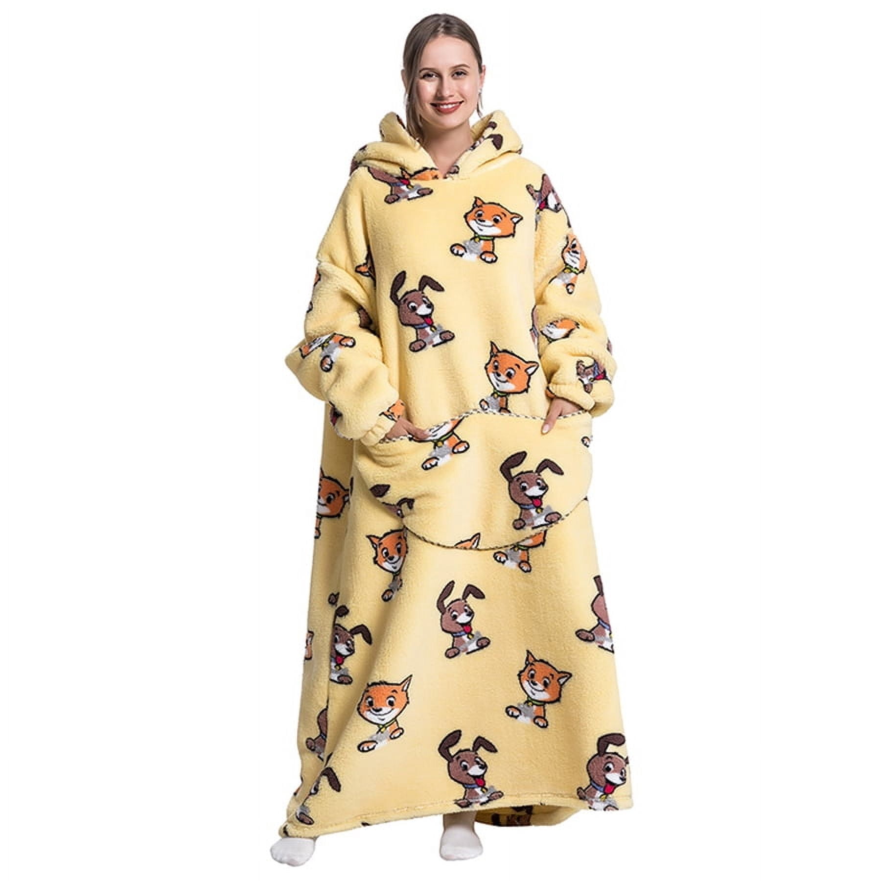 Msrlassn Extra Long Wearable Blanket Hoodie for Women Men Adults Oversized Hooded Blanket Sweatshirt, Super Soft Warm Comfortable Giant Wearable Blanket Hoodie with Big Pocket