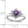thumbnail image 3 of Sterling Silver Rhodium-Plated Diamond & Amethyst Ring (Size 6) Made In China qr4533am-6, 3 of 5