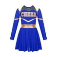 thumbnail image 1 of Mufeng Robe de Cheerleader d'Halloween pour Filles Manches Longues Épaules Dénudées Robe de Danse Bleu Royal 12, 1 of 7