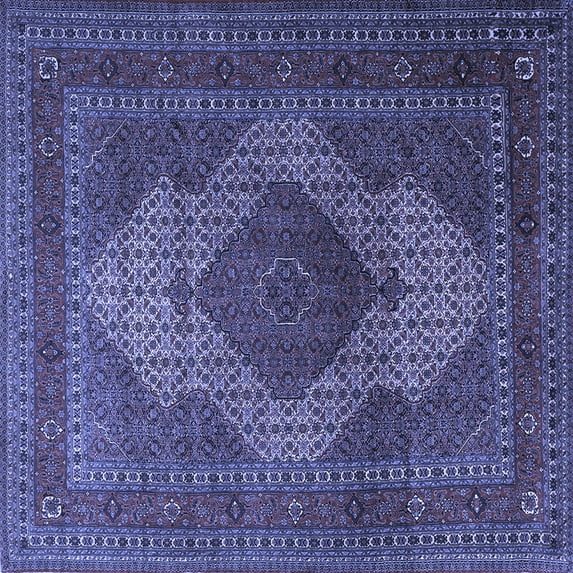 Ahgly Company Machine Washable Indoor Square Persian Blue Traditional Area Rugs, 5' Square
