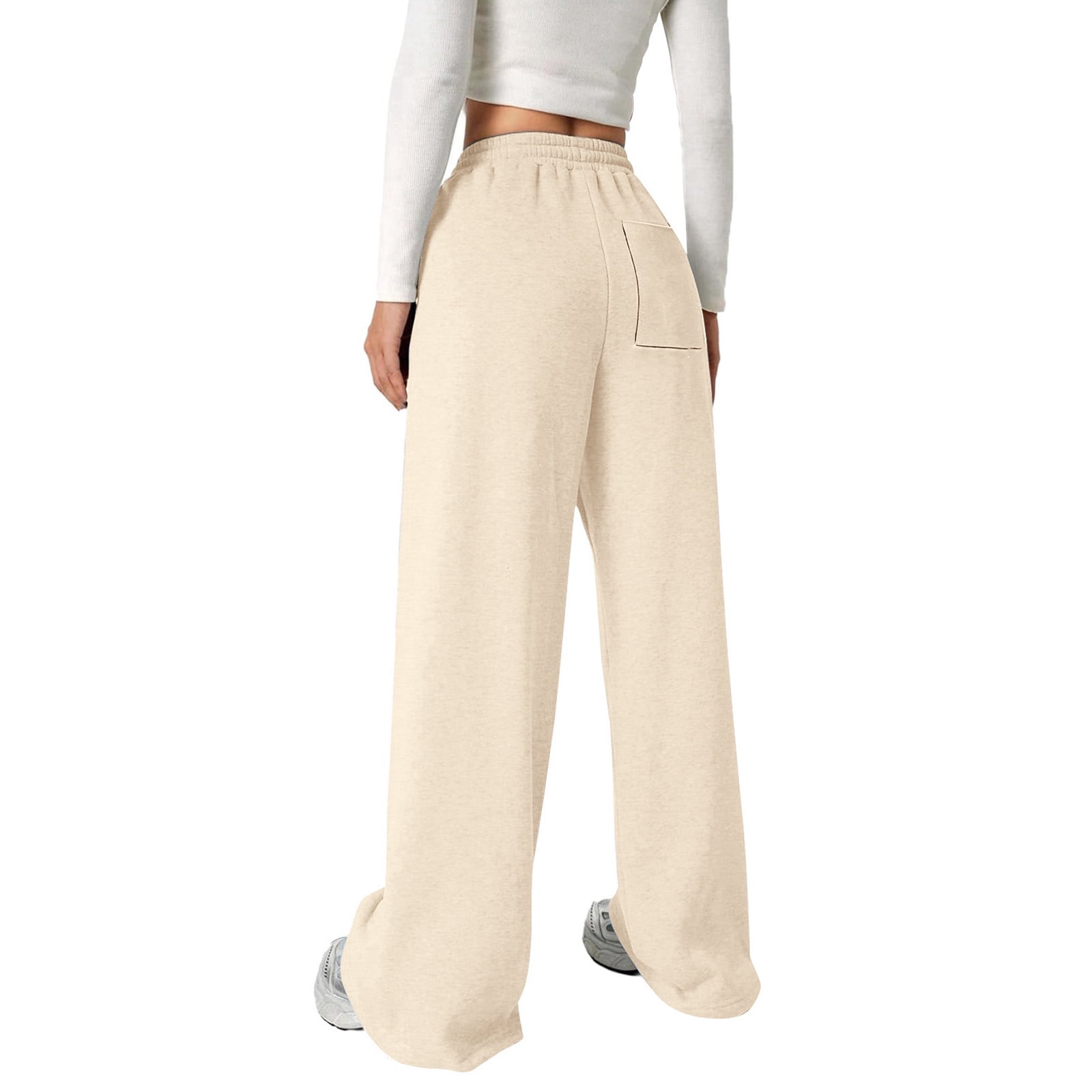 RTKFRFLM Girls Straight Leg Athletic Joggers Relaxed Fit Sweatpants with Bowknot and Back Pockets Lightweight Track Pants for Kids School Sports Wear Beige 13-14 years
