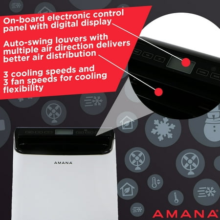 Amana - 450 Sq. Ft. Portable Air Conditioner - White/Black