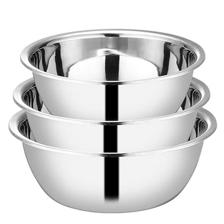 

HEMOTON 3pcs Stainless Steel Basins Mixing Basins Soup Basins Food Containers (Silver)