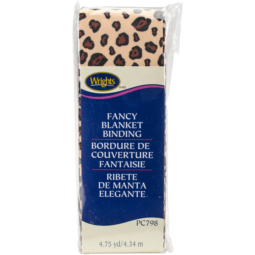 Single Fold Satin Fancy Blanket Binding 2" X 4 3/4yd Leopard