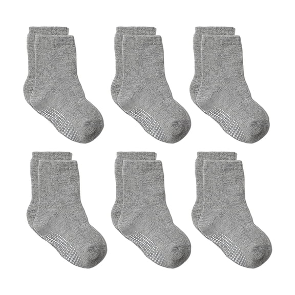 Qopobobo Baby Toddler Socks Non-Slip Grip 6PC Children Socks Comfortable Soft Fashion Solid Color Children Floor Socks I,3-5 Years