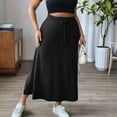 thumbnail image 6 of Hurxie Women's Casual High Waist Elastic Drawstring Stretch Sweat Slit Midi Skirt with Pocket Black,XL, 6 of 6