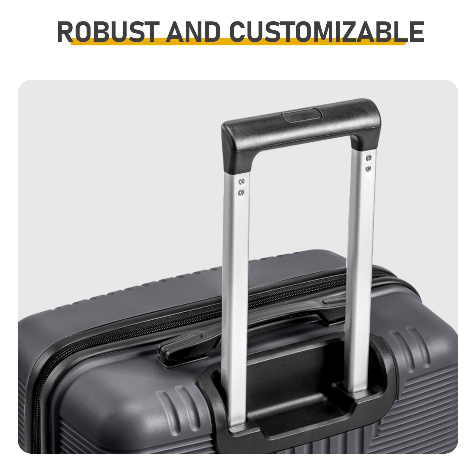 Dark Grey PP 24 Inch Expandable Hard Shell Suitcase, 360 Silent Spinner Wheels Checked Luggage for 4-7 Days Business Family Travel