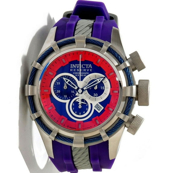 Invicta Men's 10965 Reserve Bolt Sport Red Accents Blue Dial Grey Rubber Strap Chronograph Dive Watch