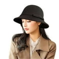 thumbnail image 2 of Vintage Women's Winter Hat Classic Wide Brim Bucket Style Retro Elegant Cap Black One Size, 2 of 3