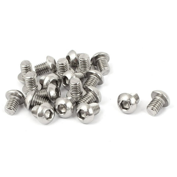Uxcell M6 x 8mm Stainless Steel Button Head Socket Cap Screw 20 Pack