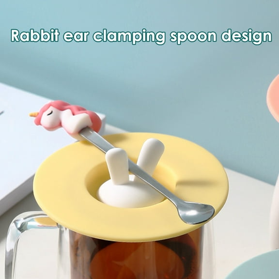 kitwin Cute Universal Ceramic Glass Cup Lid Dustproof Round Silicone Mug Cover Seal Cap