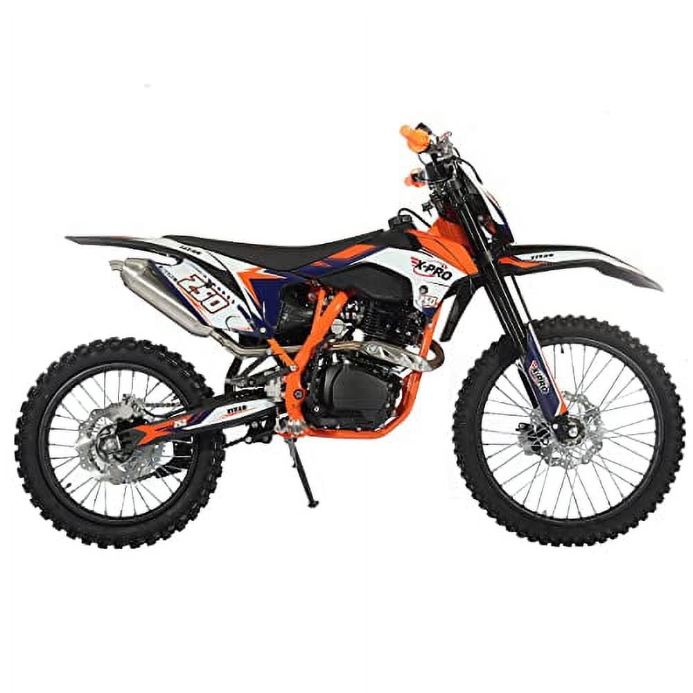 X-Pro Brand New Titan 250cc Gas Pit Dirt Bike with LED Headlight, 5-Speed Manual Transmission, Electric/Kick Start! Big 21"/18" Wheels!