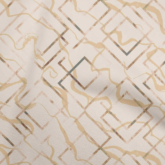 oneOone Polyester Spandex Beige Fabric Geometric Craft Projects Decor Fabric Printed By The Yard 56 Inch Wide