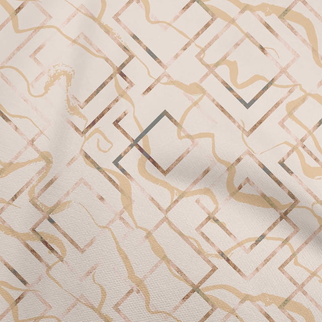 oneOone Rayon Beige Fabric Geometric Dress Material Fabric Print Fabric By The Yard 56 Inch Wide