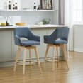 thumbnail image 2 of Zesthouse 26.8″ Swivel Counter Height Bar Stools Set of 2, Upholstered Linen Bar Stools with Back and Wood Legs, Mid Century Modern Barstool Island Chairs for Kitchen Counter, Blue, 2 of 14