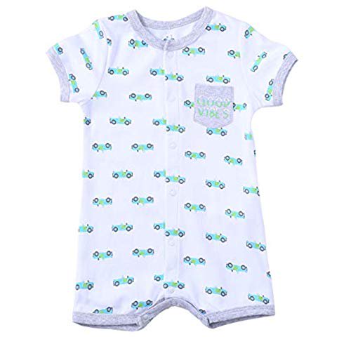 Asher and Olivia Baby Romper Organic Boy Jumpsuit Short-Sleeve Coverall 12 to 18 Months