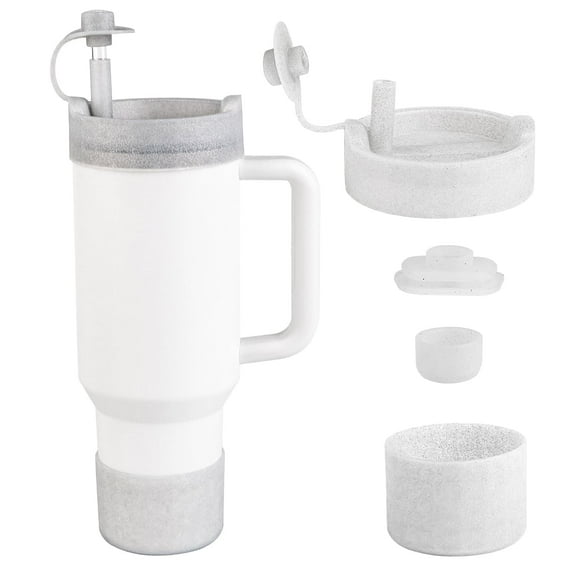 Rechale Glitter Protective Silicone Cover Set for Straw Cup, Silicone Boot Sleeve, BPA Free (Flash Silver)