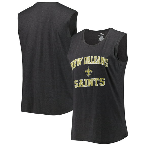 Women's Fanatics Heather Charcoal New Orleans Saints Plus Size Tank Top